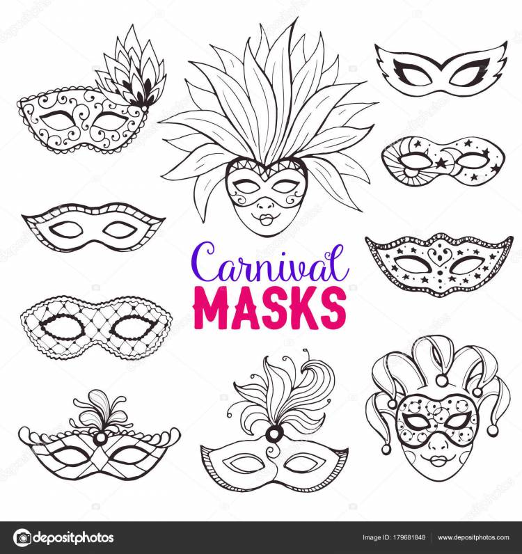 Коллекция карнавальных масок Векторное изображение ©ollymolly