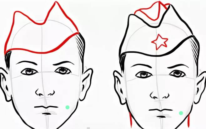Детский рисунок лицо солдата 