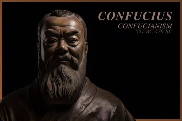 Конфуций философ терракотовая скульптура азиатского мыслителя конфуция философский флаг