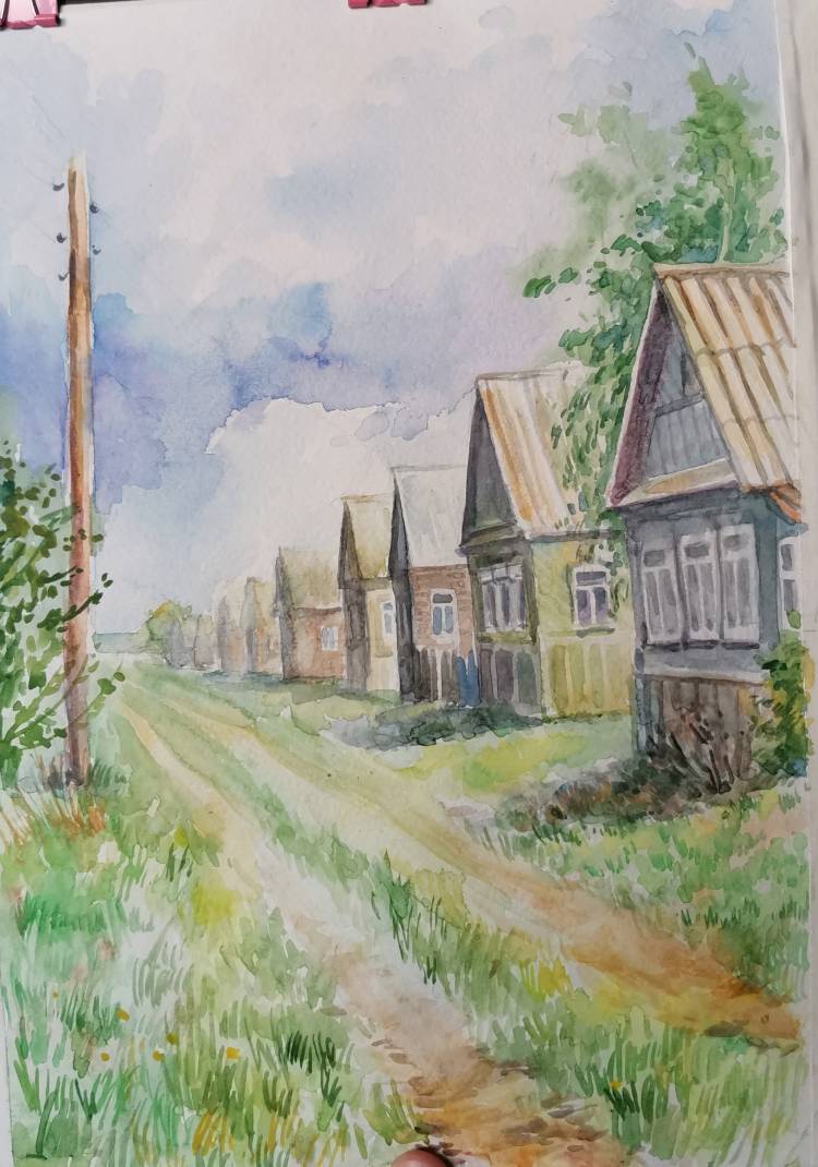 Урок рисования Как нарисовать деревенскую улицу