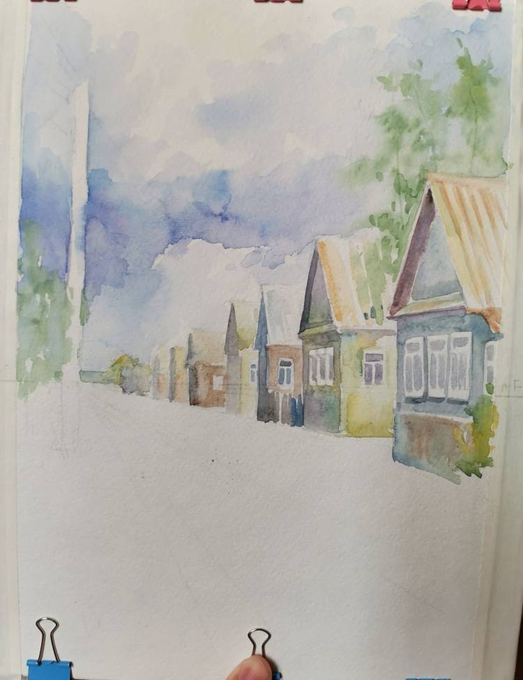 Урок рисования Как нарисовать деревенскую улицу