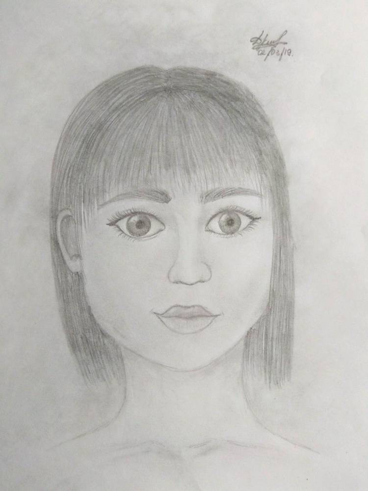 Портрет девушки простым карандашом