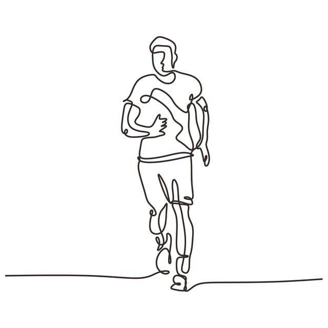 рисунок непрерывный одной линии бегущего человека по улице векторная иллюстрация минимализм спорт дизайн тема PNG , рисунок дерева, рисунок крыла, рисунок кры…