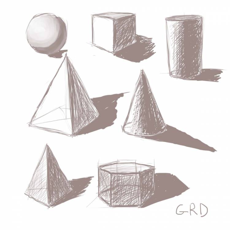 Зарисовки геометрических предметов