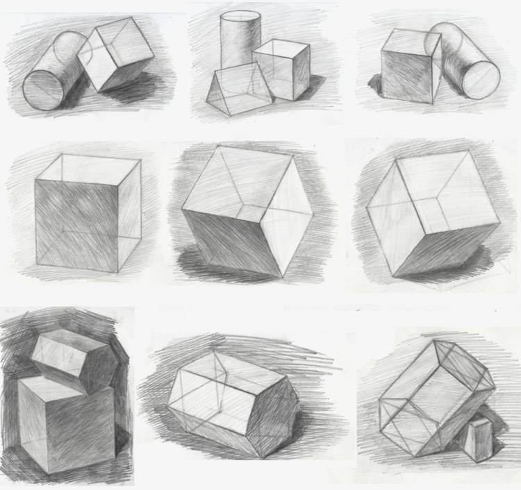 Линейные зарисовки геометрических тел