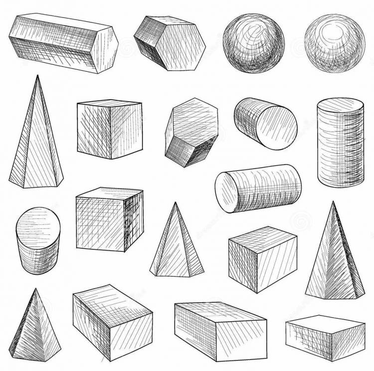 Зарисовки предметов геометрической формы