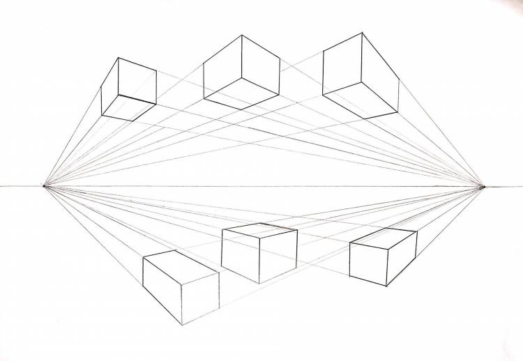 Линейные зарисовки геометрических предметов наглядная перспектива