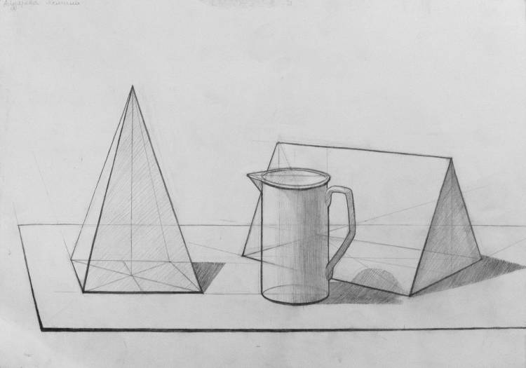 Зарисовки бытовых предметов имеющих геометрические формы
