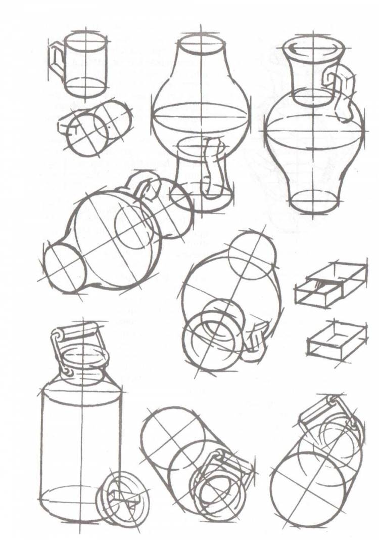 Зарисовки предметов быта цилиндрической формы