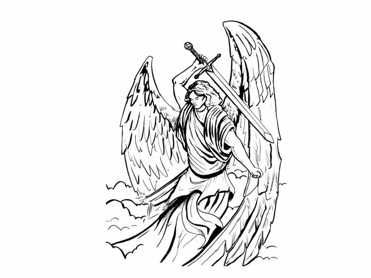 Ангел с мечом эскиз
