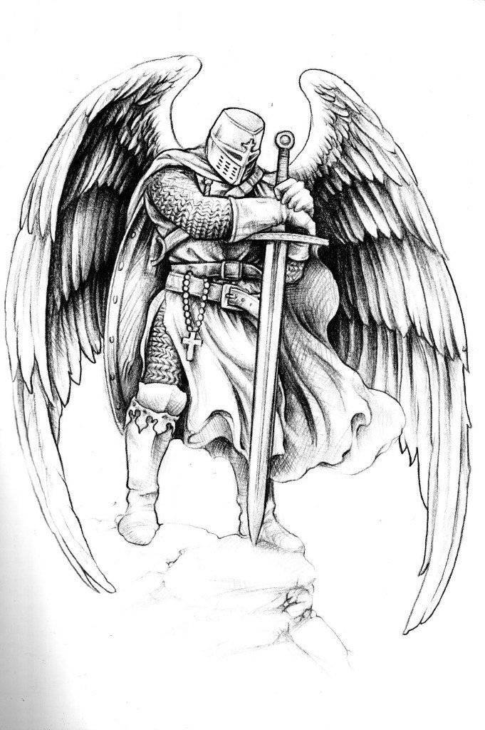 Рисунки для тату ангел воин 
