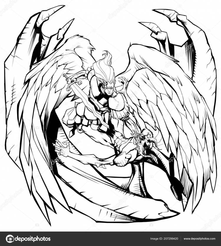 Ангел против искусства линии зла Векторное изображение ©Malchev