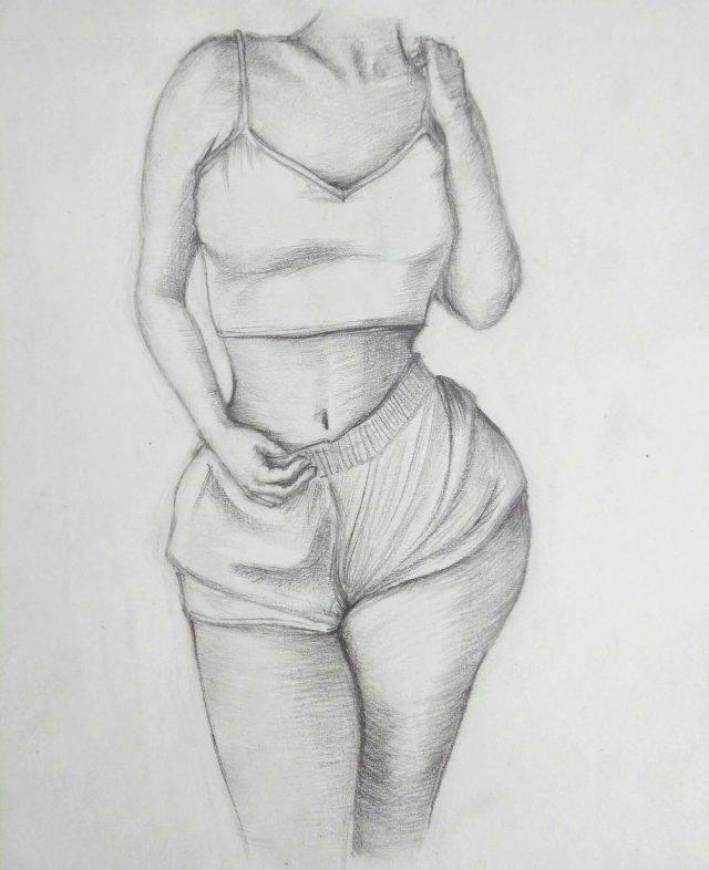 Рисунки карандашом женское тело 