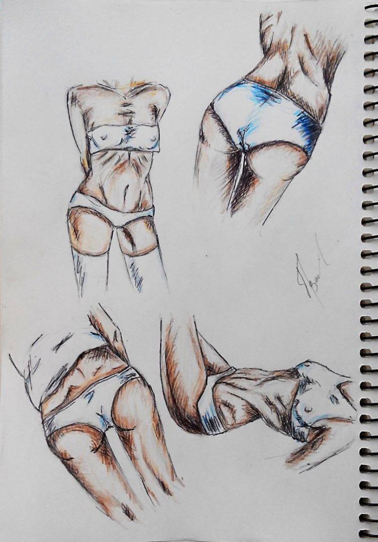 Рисунки карандашом, женское тело, люди