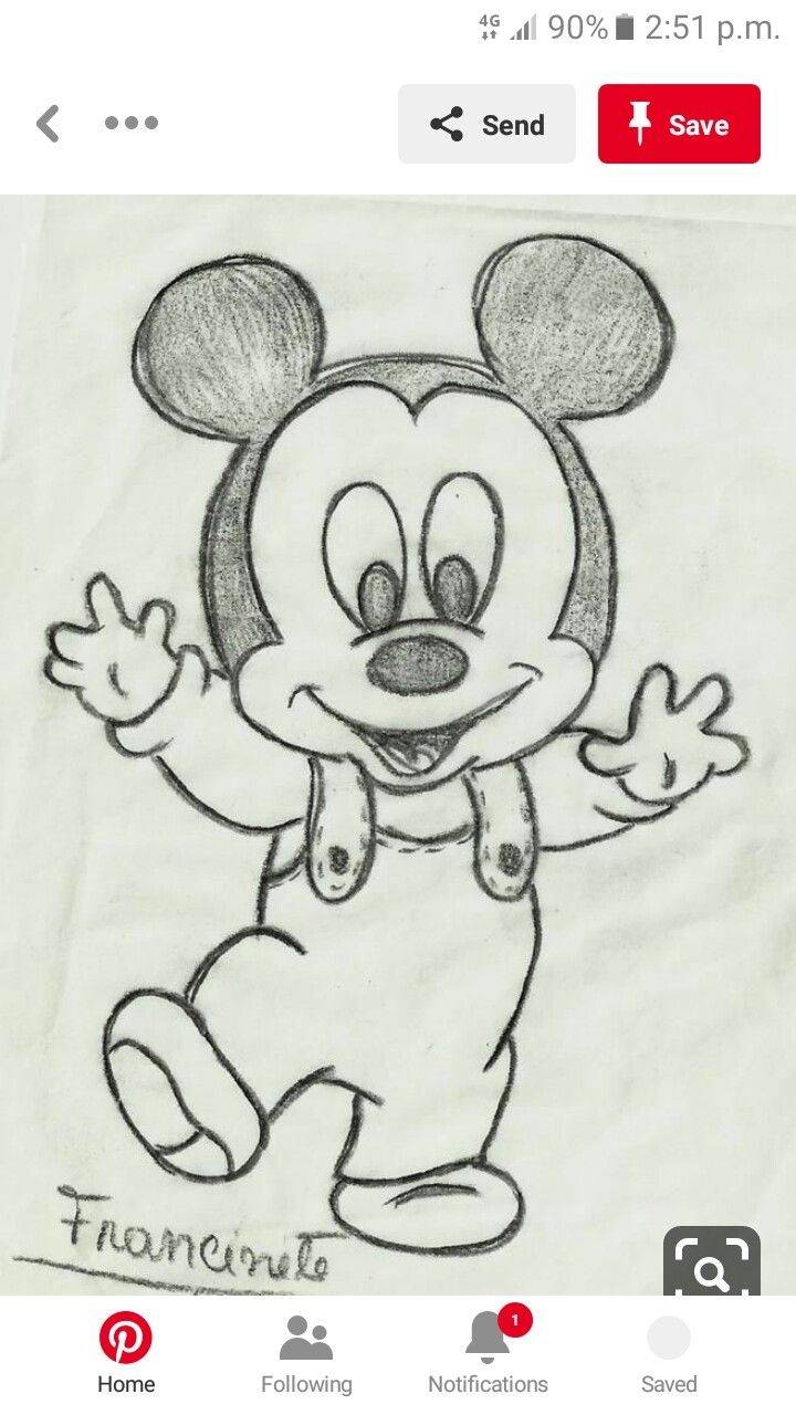 Лёгкий рисунок Микки Мауса