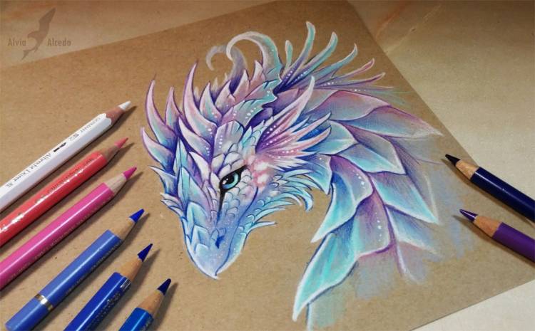 Рисунки для срисовки цветные драконы