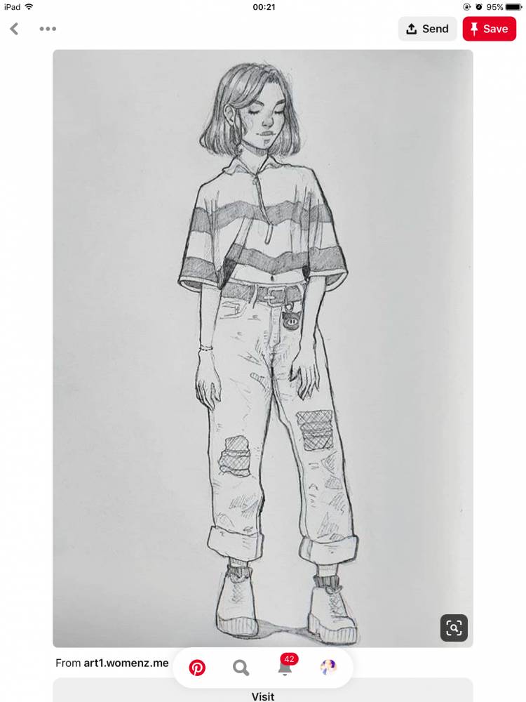 Рисунок девушки карандашом в полный рост