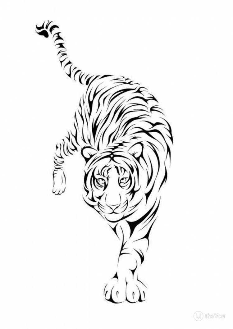 Эскиз тату в черном цвете с изображением Тигр на сайте theYou