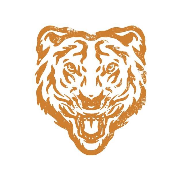 Крупным планом эскиз лица тигра идеально подходит для полиграфического дизайна, значок логотипа