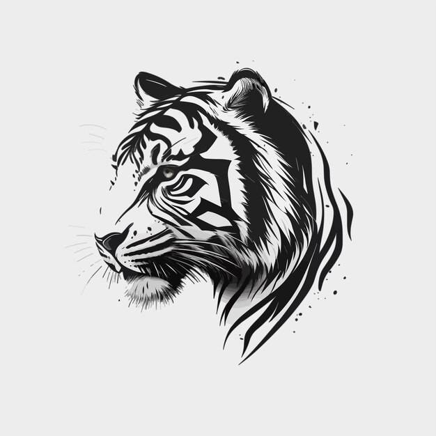 Черно-белая голова тигра с черно-белым узором