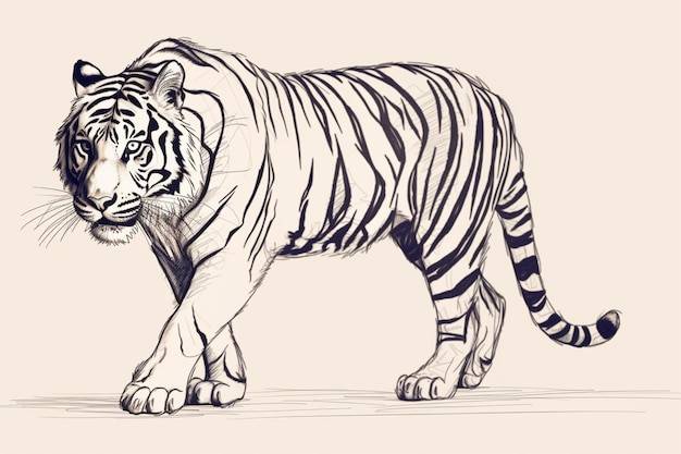 Эскиз тигра с белым тигром спереди