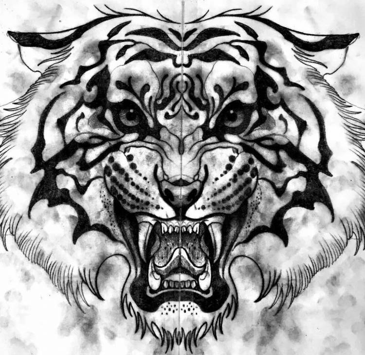 Тигр татуировка эскиз