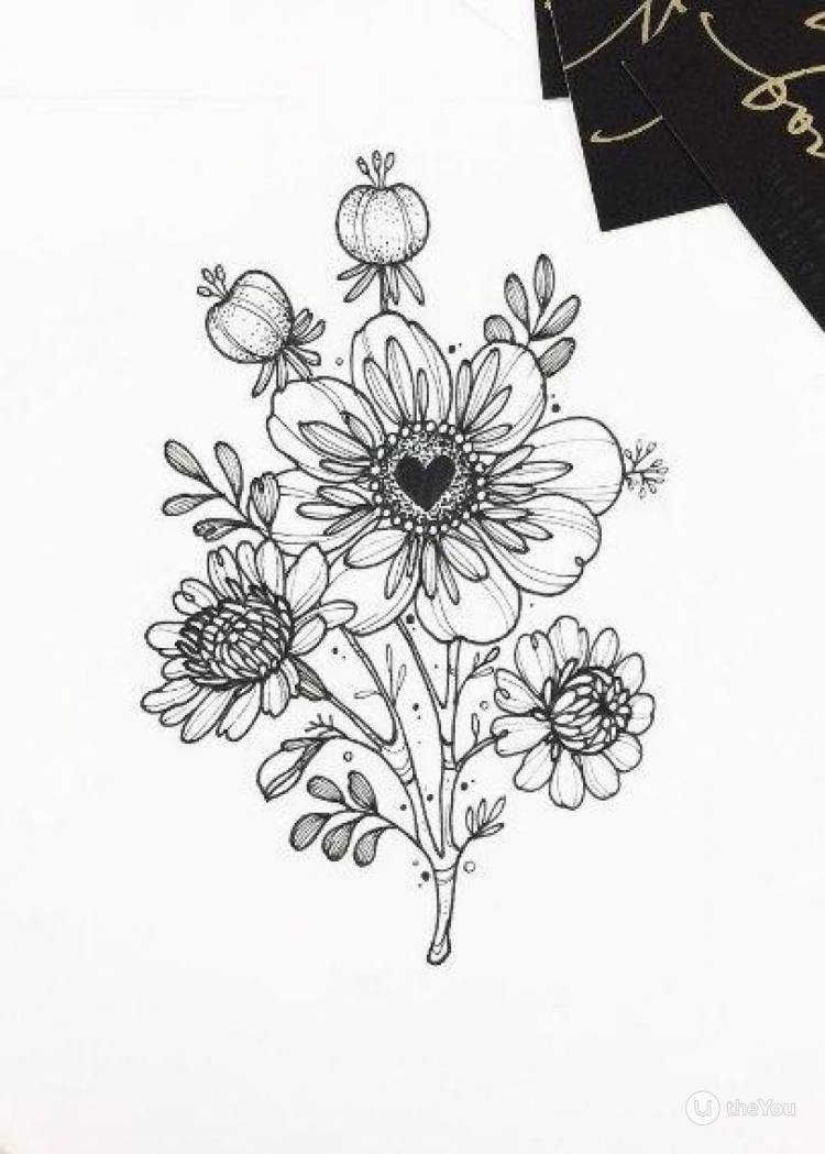 Эскиз тату с изображением Цветы в стиле графика на сайте theYou