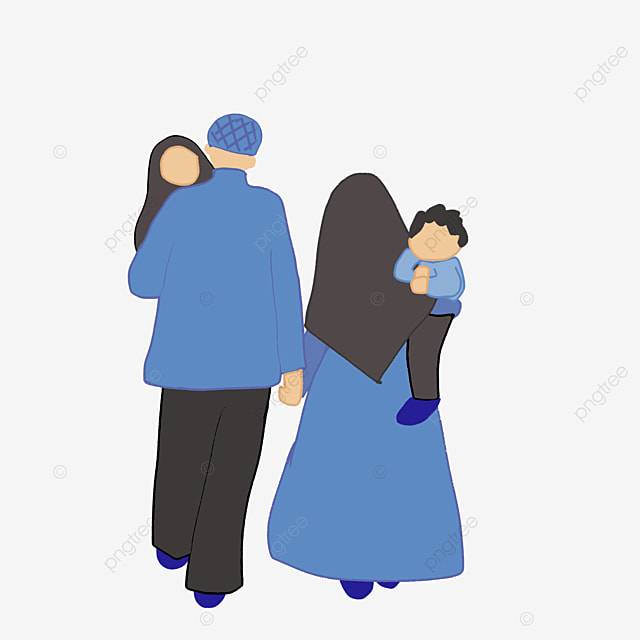 Счастливая семья мусульман с двумя детьми PNG , семья, исламский, мусульманка PNG картинки и пнг PSD рисунок для бесплатной загрузки
