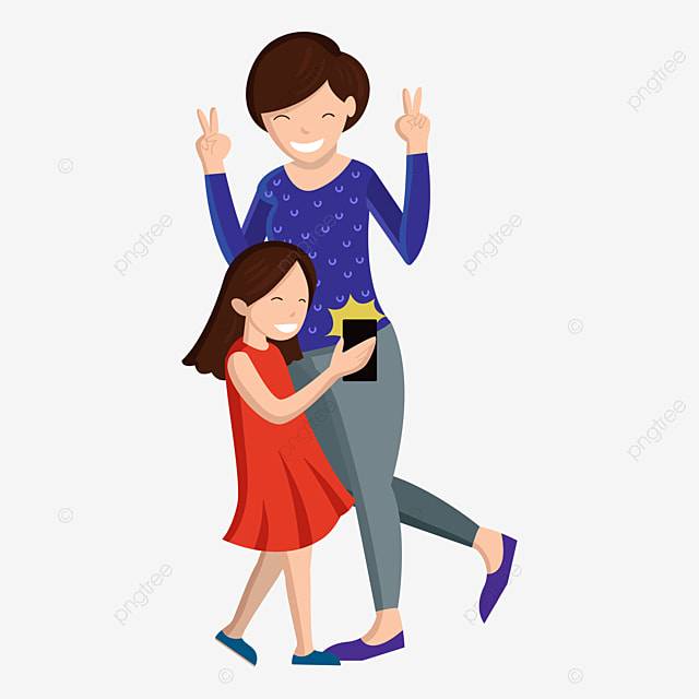 счастливая мама и дочь родительства играя с селфи Handphone PNG , счастливая семья, семья, мама дети счастливы PNG картинки и пнг рисунок для бесплатной загрузки