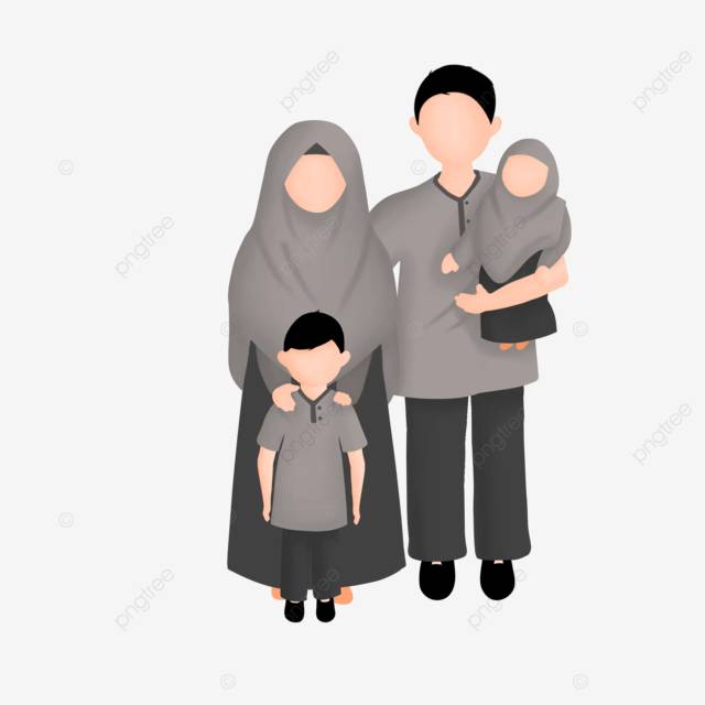 мусульманская семья с двумя детьми PNG , мусульманин, семья, ислам PNG картинки и пнг PSD рисунок для бесплатной загрузки