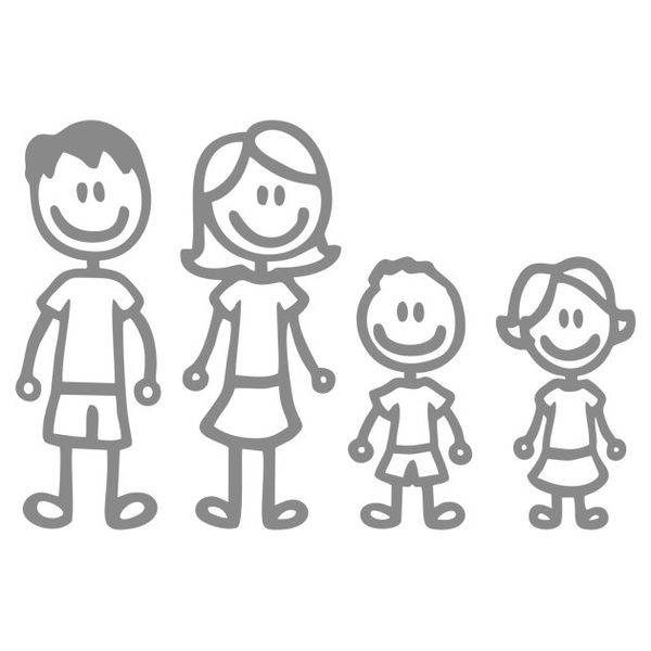 Наклейка папа, мама, сын и дочь