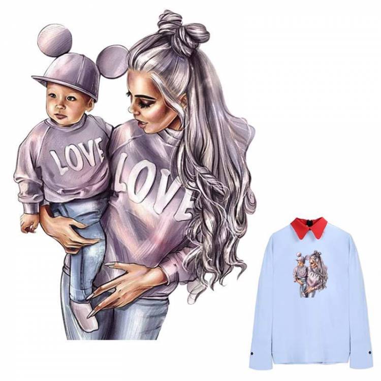 Любовь патч мама с детской одежды наклейки Diy T-Shirtable полоса Эко-Дружественные Тепла Трансфер патч для мамы Baby Рубашка