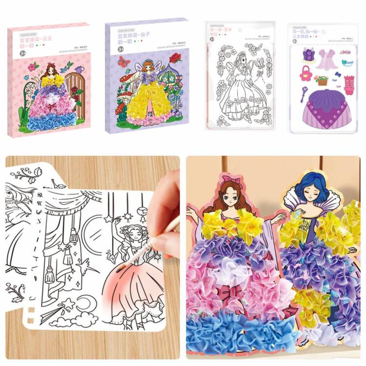 Энергичная наклейка принцессы для платья-книги для девочек, наклейка на одежду, наклейки для движения мозга, раскраска Pa B