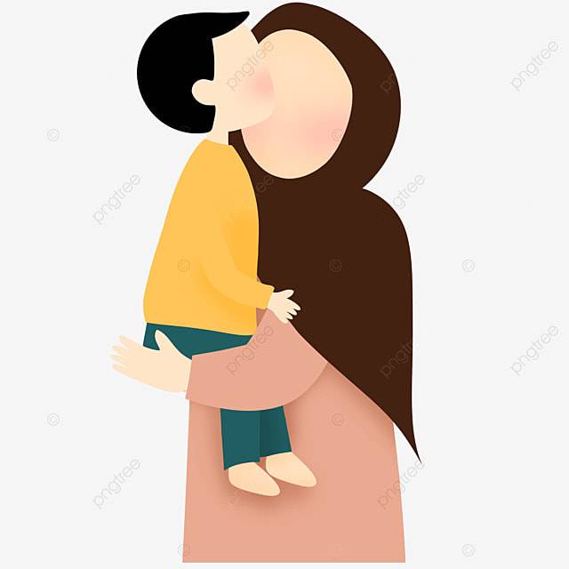 сын целует маму в хиджабе PNG , мусульманка, мама, дитя PNG картинки и пнг PSD рисунок для бесплатной загрузки