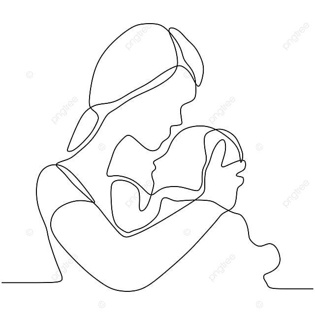 рисунок непрерывный одной линии счастливой матери и ребенка женщины после рождения силуэт изображения мамы векторные иллюстрации простота дизайна PNG , рисунок города, детский рисунок, рисунок крыла PNG картинки и пнг рисунок для