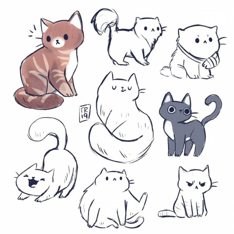 Очень легкие рисунки котиков