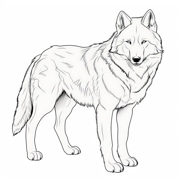 Темный и простой рисунок волка для раскраски страницы