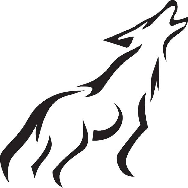 Черно-белый рисунок воющего волка