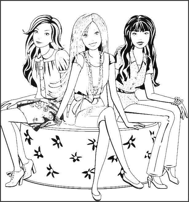 Раскраски Раскраска Девочки модницы сидят на подиуме Для подростков, Раскраски скачать и распечатать бесплатно