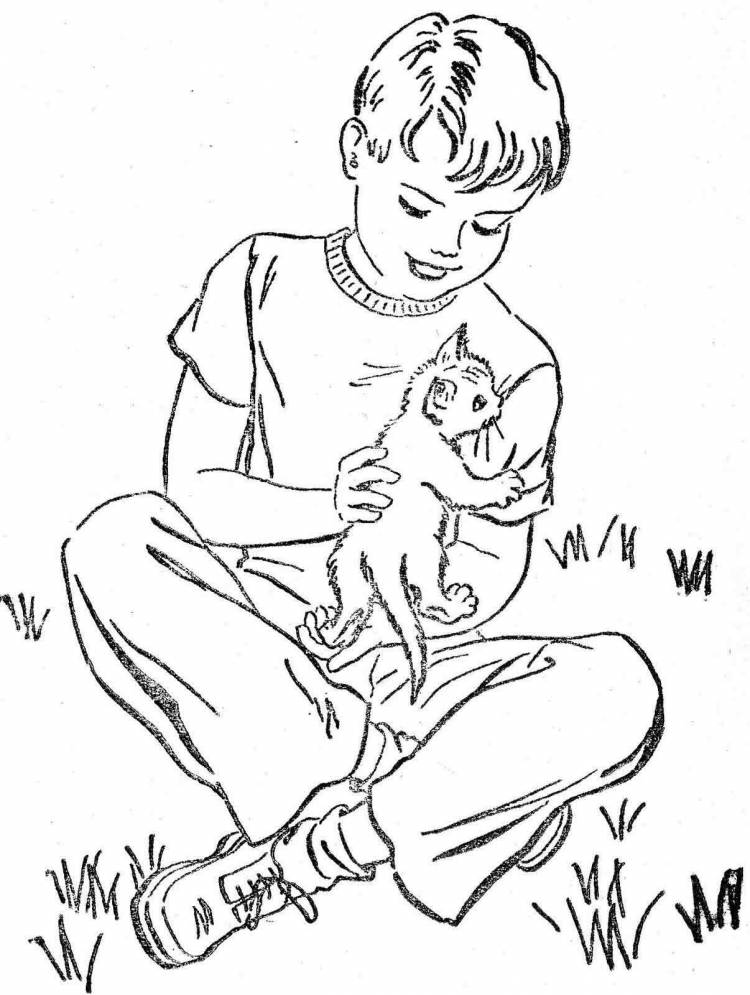 Раскраски иллюстрация к рассказу котенок толстого 