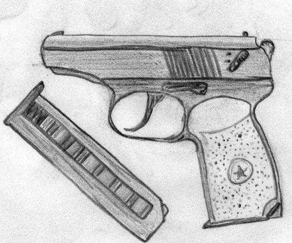 Пистолет макарова рисунок карандашом простой 