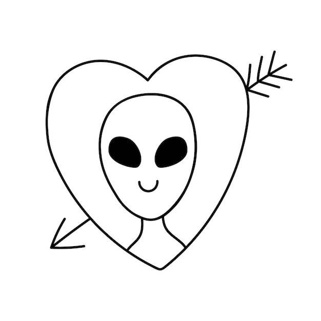 Влюбленный инопланетянин в стиле каракулей