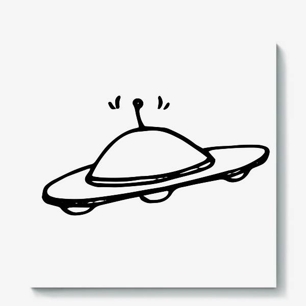 Холст «рисунок летающей тарелки НЛО с антенной сигнала