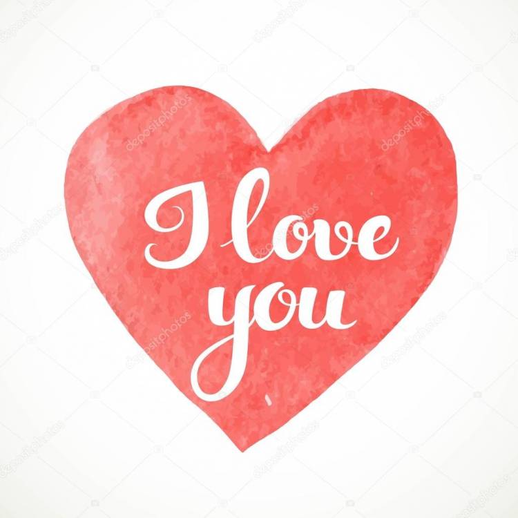 Ручная роспись Акварельные краски сердце с я люблю тебя каллиграфические Векторное изображение ©yadviga
