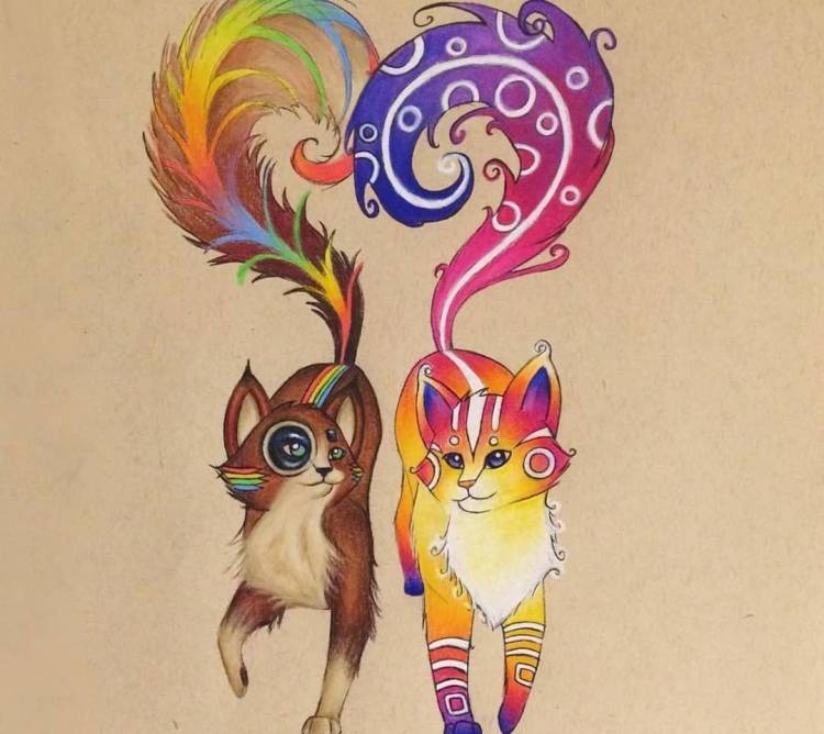 Рисунки животных для срисовки цветные