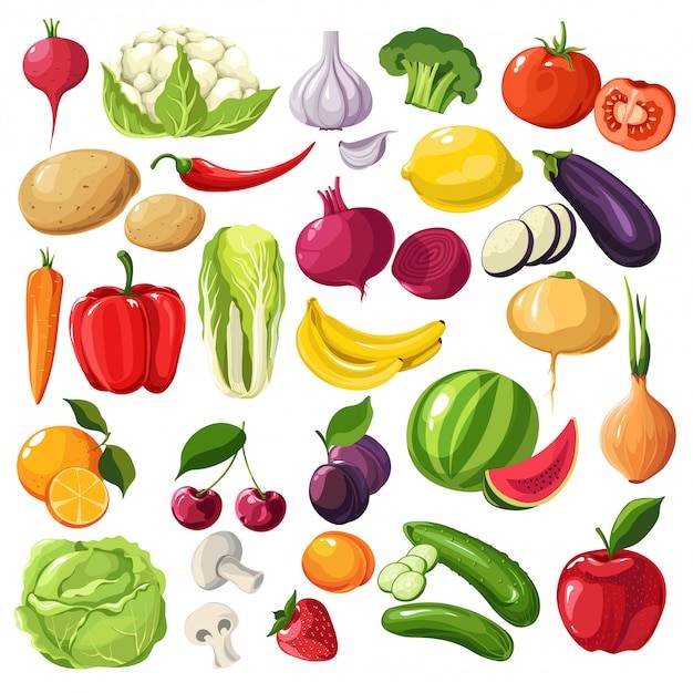 Фрукты и овощи, органические ингредиенты, полезная еда