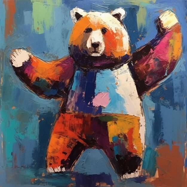 Картина в стиле кубизм с изображением медведя