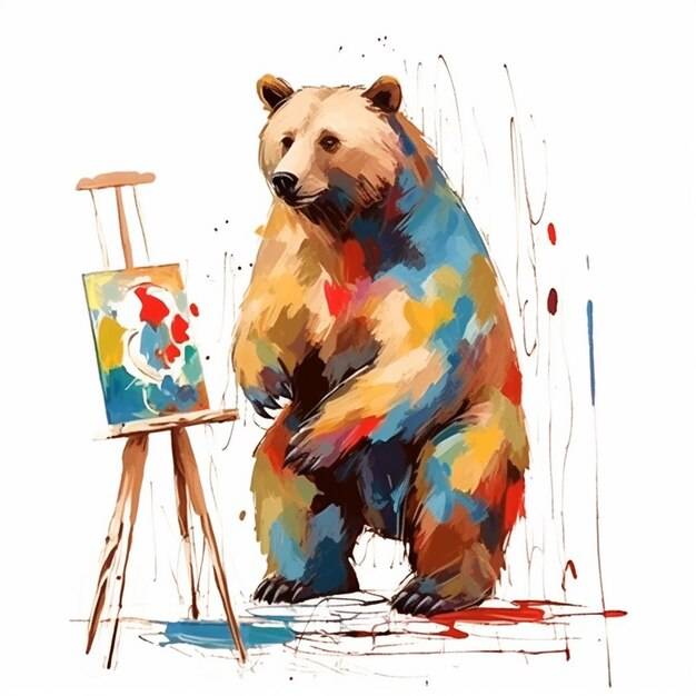 Картина в стиле кубизм с изображением медведя