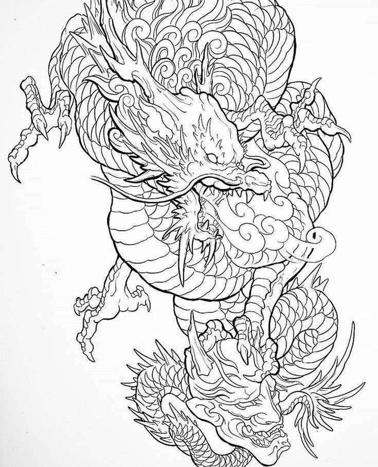 Эскизы тату японских драконов
