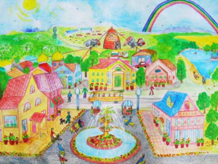 Рисунок праздничного города детский